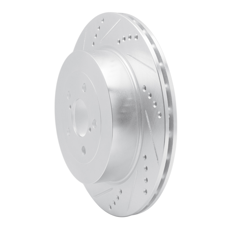 Subaru Impreza Brake Rotor (1) - Rear Left - R1 Concepts - Drilled & Slotted - Silver - `03-`04